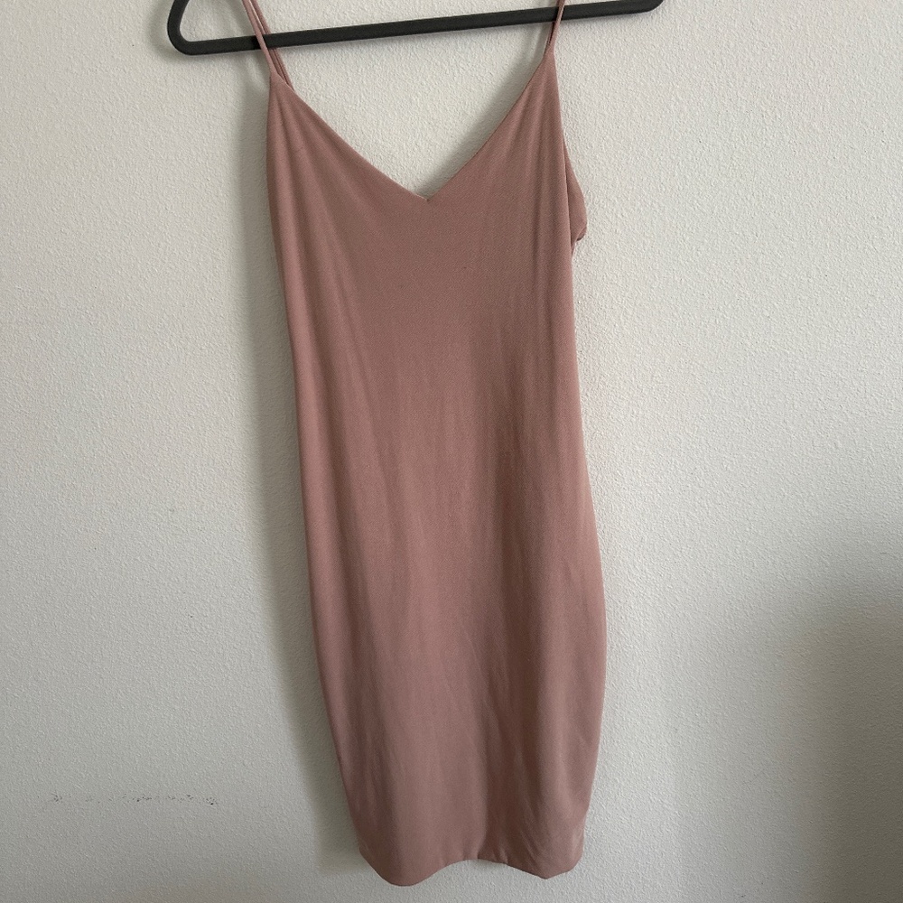 Two for one! Light pink and black midi dresses